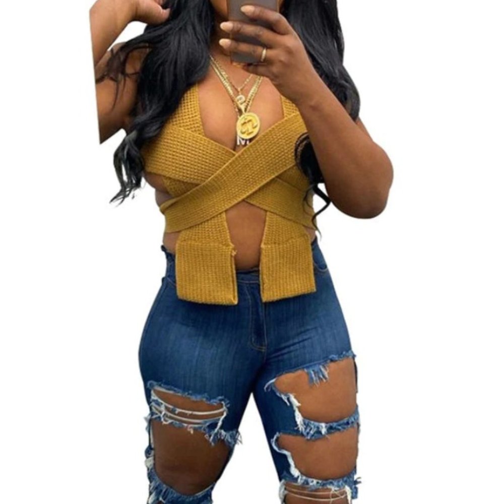 Tan tie top
